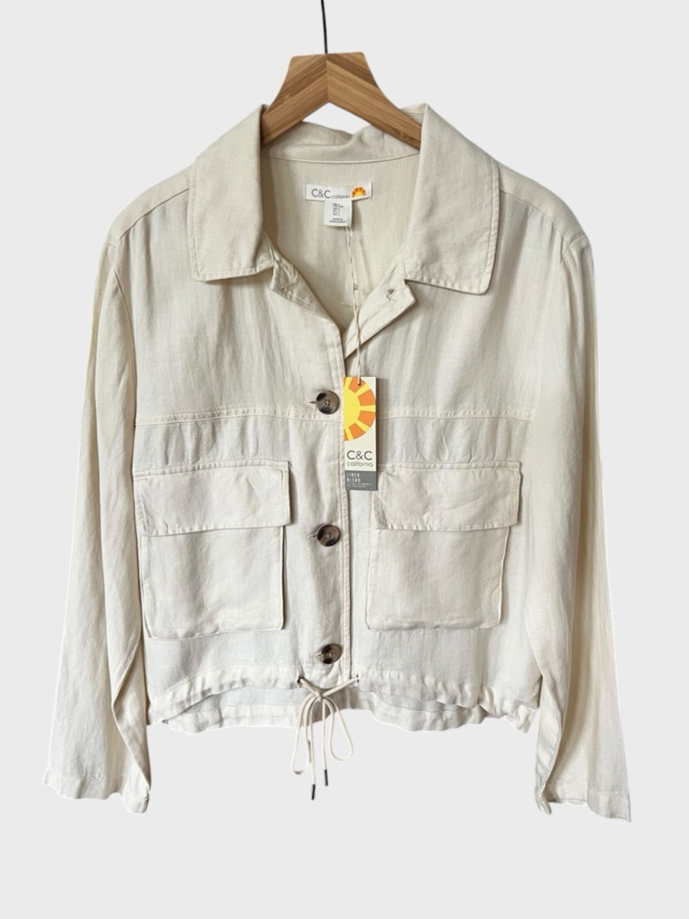 C&C California Cream Linen Blend utility jacket
